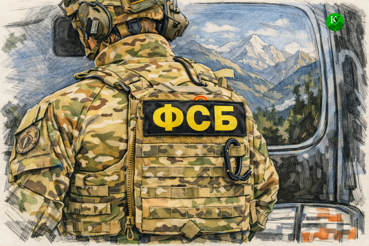 An operative against a backdrop of mountains. Illustration created by the Caucasian Knot using AI in the ChatGPT program.