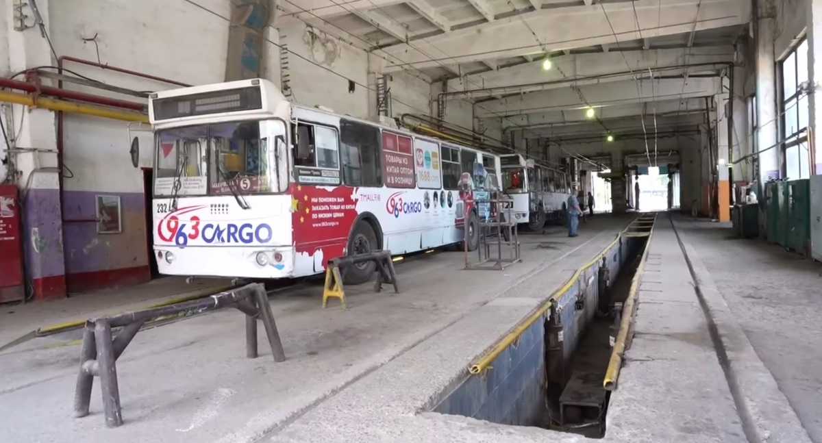 Trolleybuses in Makhachkala. Still from a video by the Makhachkala administration https://t.me/makhachkalaofficial/14289