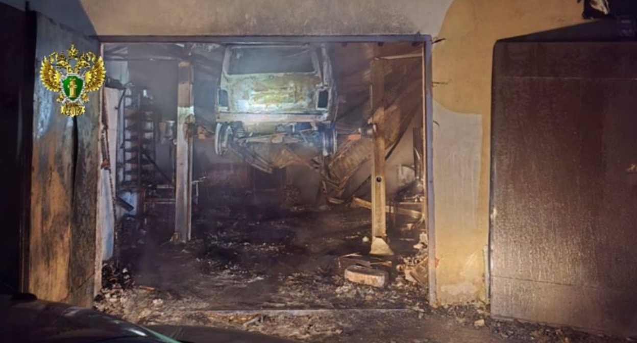 The aftermath of a fire in the village of Zayukovo. Photo: Kabardino-Balkaria Prosecutor's Office press service https://t.me/prockbr/1236