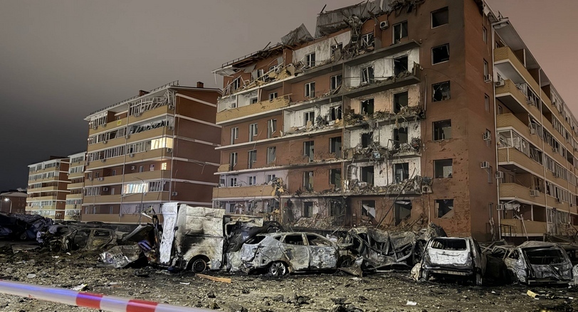 The aftermath of a drone attack in the village of Novaya Adygeya. Photo from Murat Kumpilov's Telegram channel https://t.me/muratkumpilov/18302