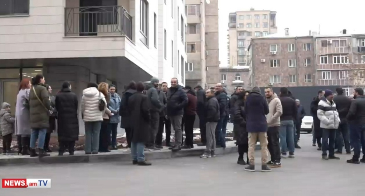 Protest in Yerevan. February 7, 2025. Still from News.am video: https://www.youtube.com/watch?v=dqvKNytZWPQ