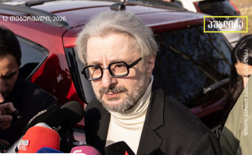 Still of Nika Gvaramia giving an interview after leaving prison in Rustavi. Photo: Publika / https://publika.ge/8-tviani-patimrobis-shemde-gvaramia-tavisufalia/