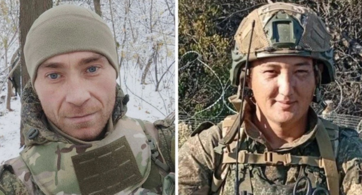 Maxim Gulin, Aslan Sisingaliev. Photo from the Volodarsky District Administration Telegram channel https://t.me/regionvol. Collage by "Caucasian Knot."