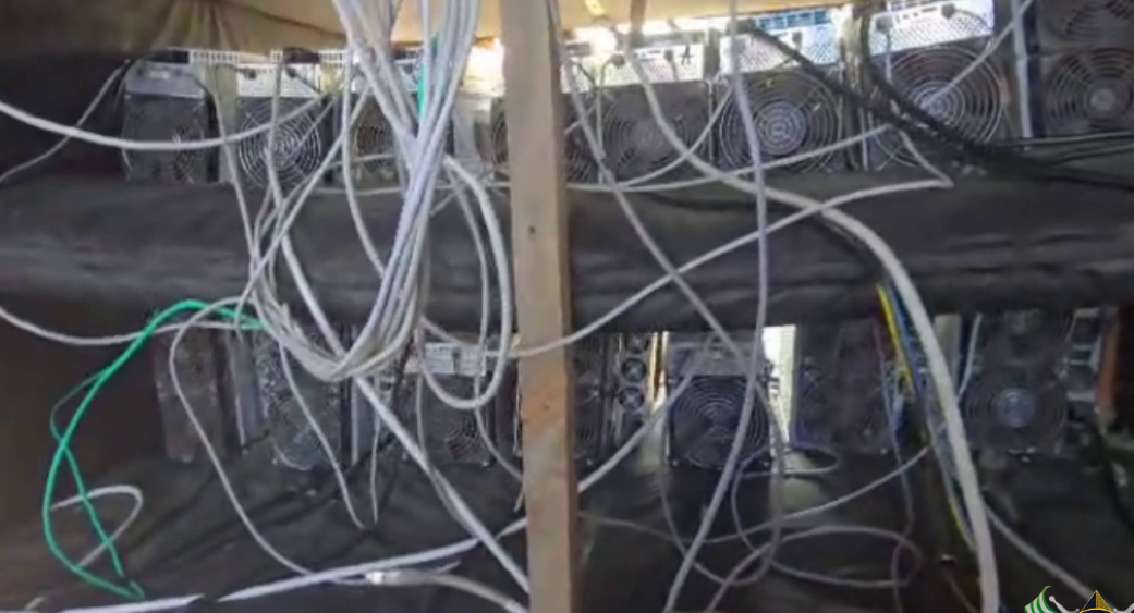 A mining farm in the Ochamchira district. Still from a video released by the Abkhazian Ministry of Internal Affairs on March 14, 2026, https://t.me/mvd_raa/2452.