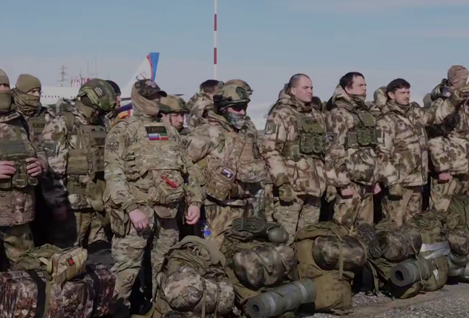 Fighters at the Grozny airport. Screenshot from Ramzan Kadyrov's Telegram channel, March 25, 2026, https://t.me/RKadyrov_95/6392. Fighters at the Grozny airport. Screenshot from Ramzan Kadyrov's Telegram channel, March 25, 2026, https://t.me/RKadyrov_95/6392.