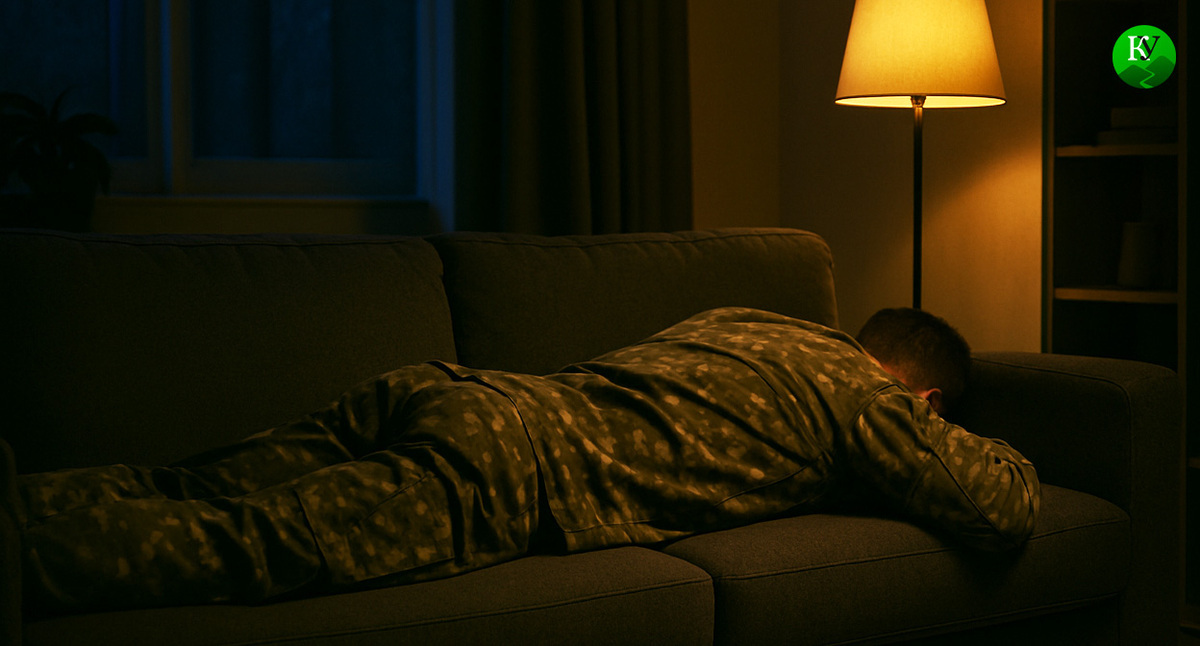 A serviceman at home. Illustration created by the Caucasian Knot using AI in the Copilot program.