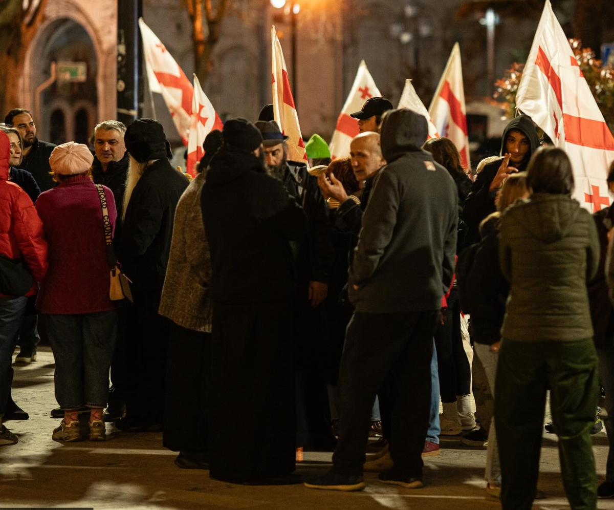 A still of protesters outside the Georgian Parliament on the 504th day of continuous protests. Photo: Publika / Facebook