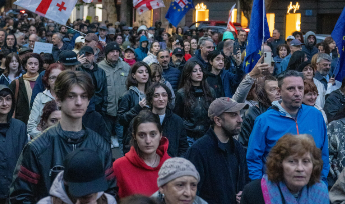 Participants in the march in Tbilisi. Screenshot from Publika photo from May 16, 2026, https://www.facebook.com/photo?fbid=1759768858755990&set=pcb.1759768995422643 (Meta, the company that owns the social network, is banned in Russia).