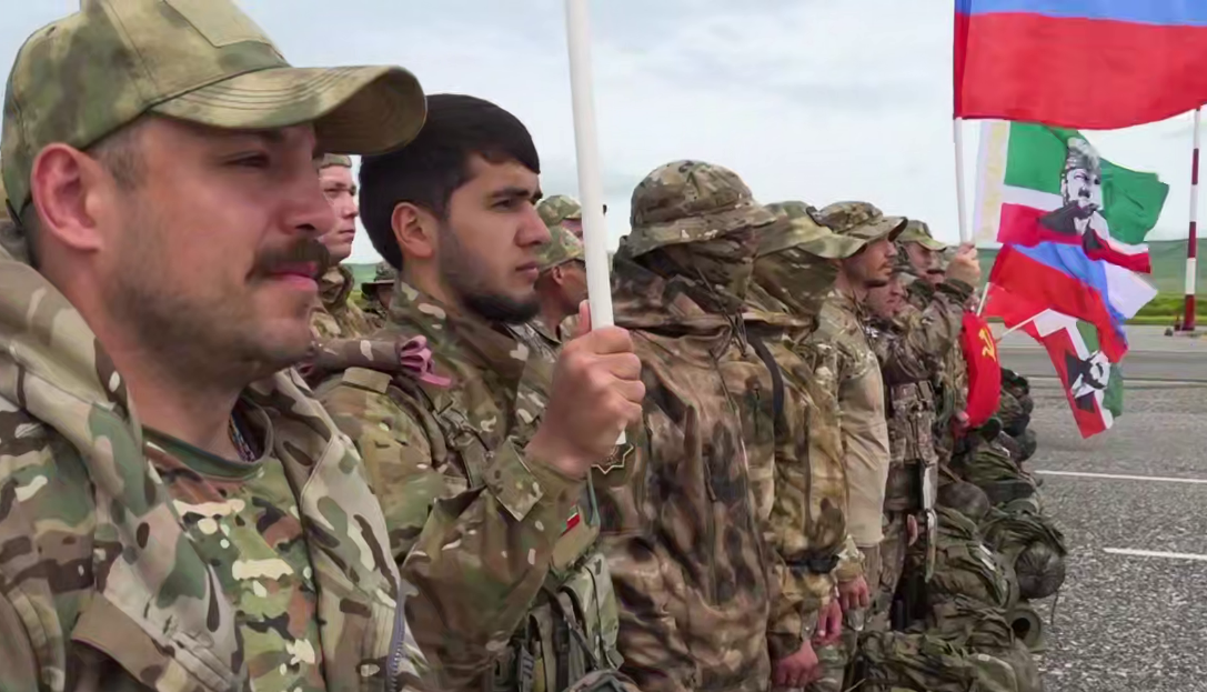 Fighters at the Grozny airport. Still from a video from Ramzan Kadyrov's Telegram channel, May 17, 2026, https://t.me/RKadyrov_95/6608.