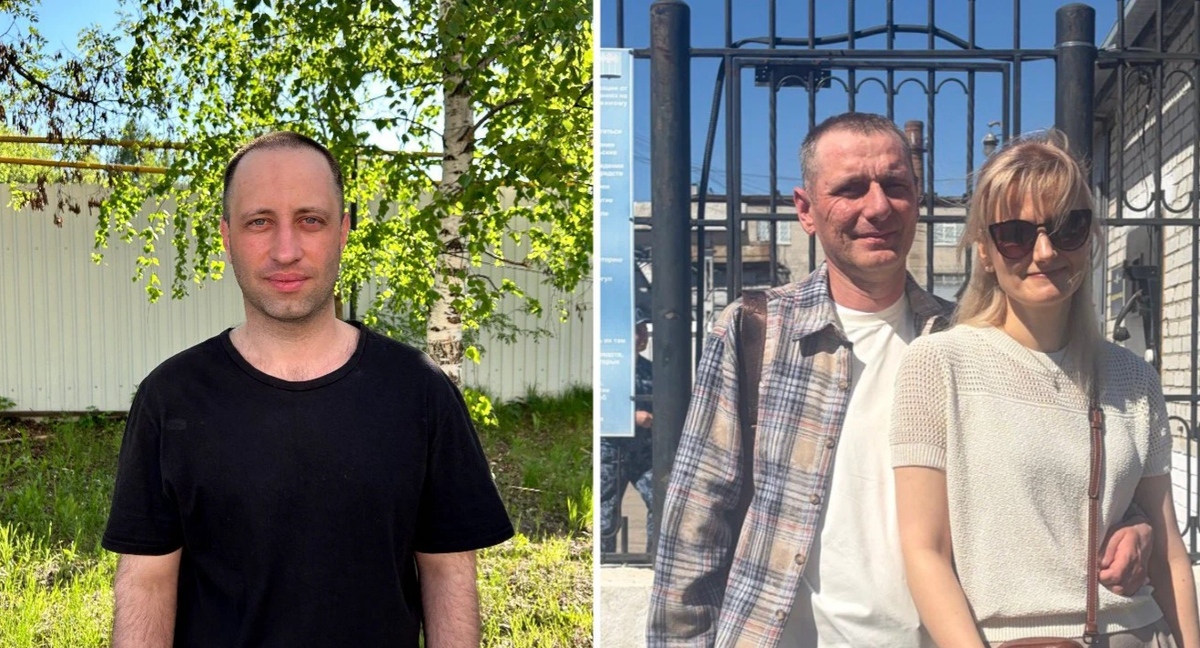 Nikita Moiseyev and Yevgeny Razumov (with his wife) after their release from prison. Photo and collage from a website covering the persecution of Jehovah's Witnesses in Russia (396 Russian Jehovah's Witness organizations have been designated as extremist, and their activities in Russia are banned by court order). Nikita Moiseyev and Yevgeny Razumov (with his wife) after their release from prison. Photo and collage from a website covering the persecution of Jehovah's Witnesses in Russia (396 Russian Jehovah's Witness organizations have been designated as extremist, and their activities in Russia are banned by court order).
