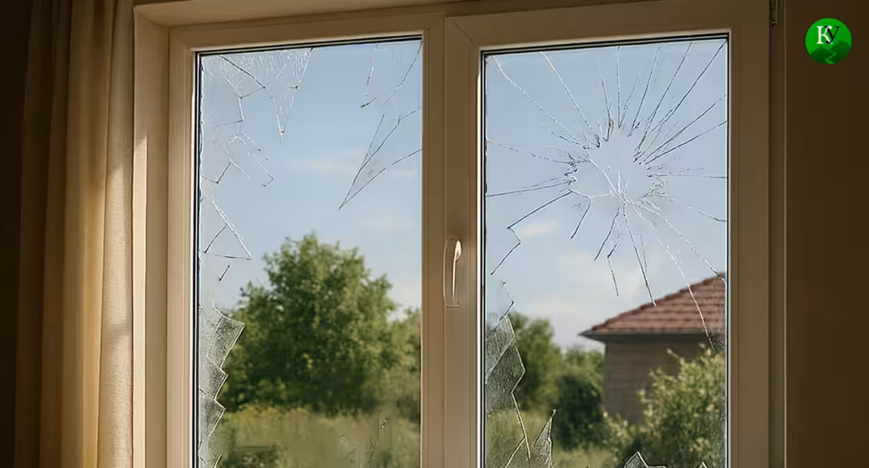 Broken windows. Illustration created by the Caucasian Knot using AI in the Copilot program.