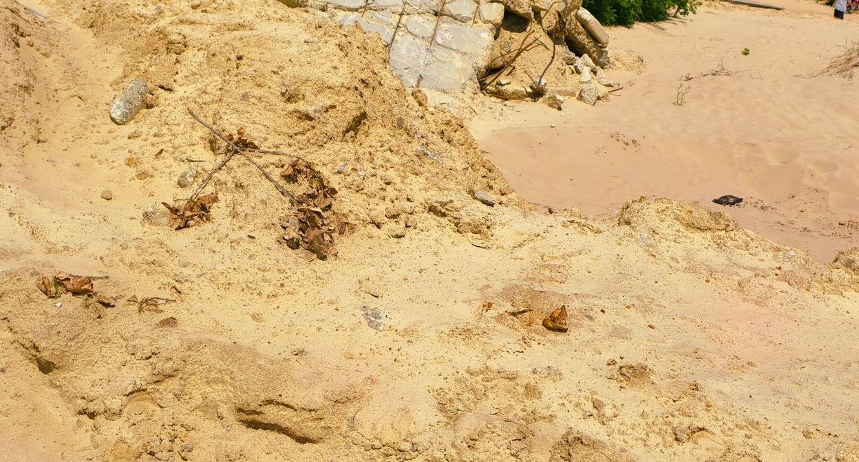 Social media users posted a photo of the state of Anapa's beaches after they were replenished with new sand. Photo: MAKOVOZOVY / Telegram channel Social media users posted a photo of the state of Anapa's beaches after they were replenished with new sand. Photo: MAKOVOZOVY / Telegram channel