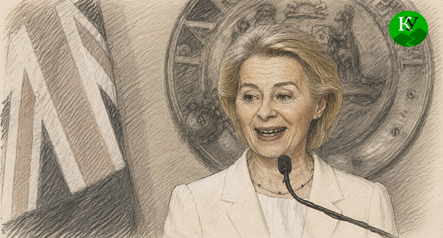 Ursula von der Leyen. Illustration created by the "Caucasian Knot" using AI in the Copilot program.