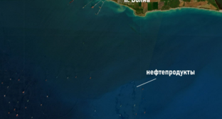 Oil spill near the village of Volna. Screenshot from SkyEye photo dated 28.05.26, https://t.me/greensatru/211