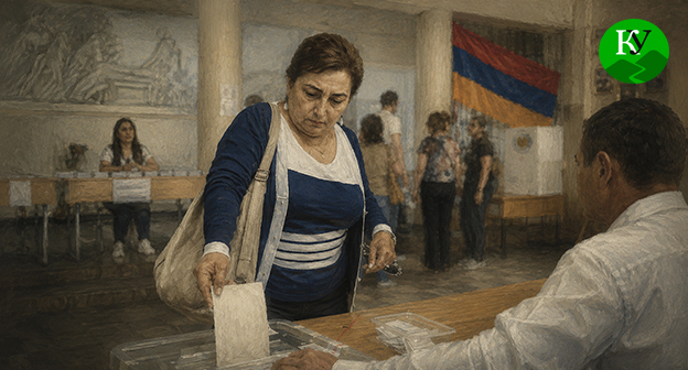 At a polling station in Armenia. Illustration created by "Caucasian Knot" using AI in the Copilot program.