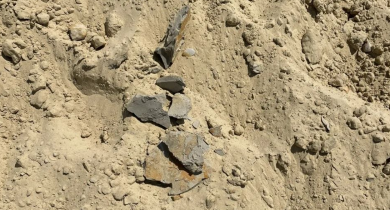 The condition of the sand at the "Caucasus" beach. Screenshot from the Telegram channel of Yuri Ozarovsky dated 04.07.26, https://t.me/MoreOz/128064?single.