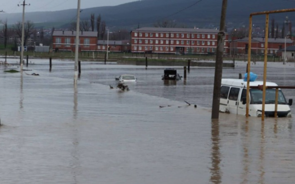 Flooding in Chechnya. Screenshot from the photo of ChGTRK "Grozny" from 08.04.26, https://grozny.tv/news/society/76298