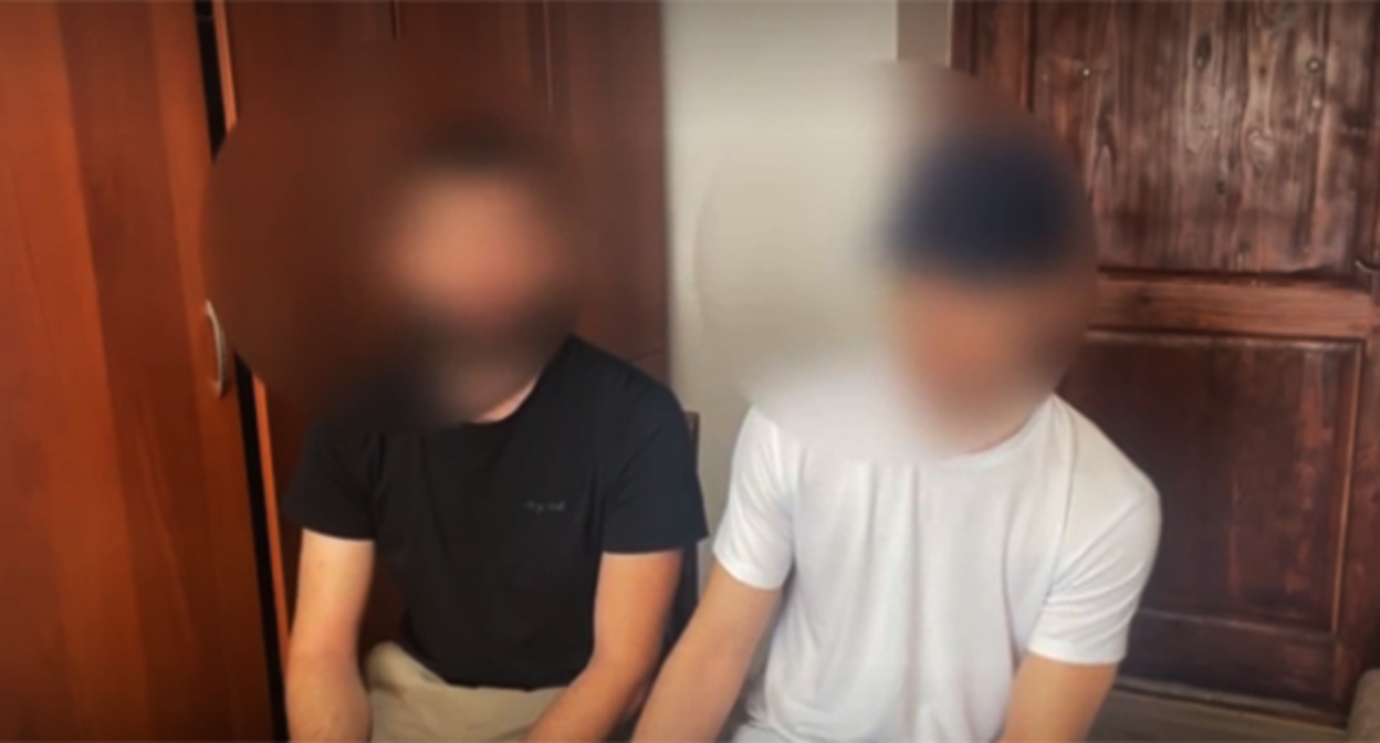 Detained residents of Krasnodar. July 14, 2026. Screenshot of the video https://ria.ru/20260714/mvd-2104865684.html