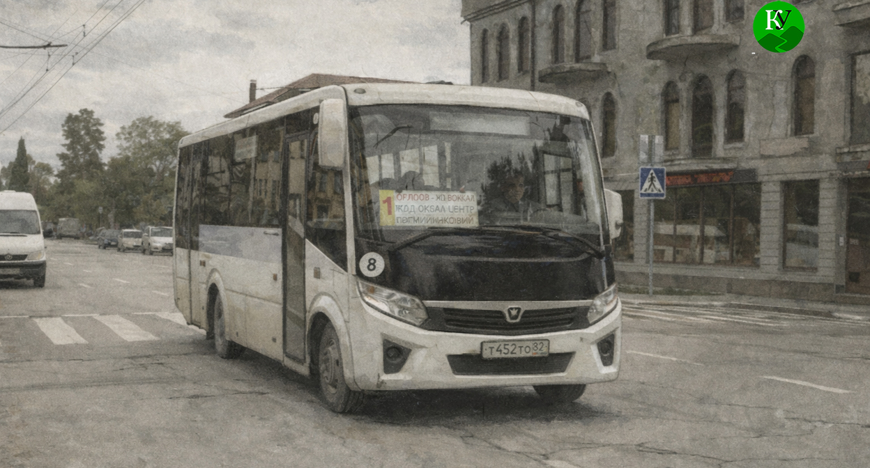 Bus in Sukhum. Illustration created by "Caucasian Knot" using AI in the Copilot program.