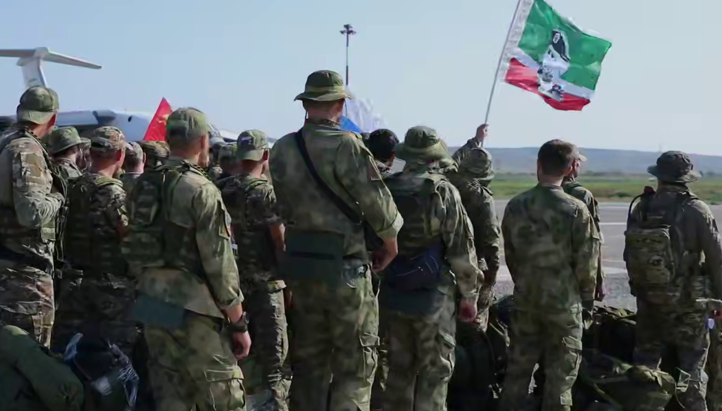 Fighters at Grozny airport. Screenshot from a photo in Ramzan Kadyrov's Telegram channel dated 26.07.26, https://t.me/RKadyrov_95/6749