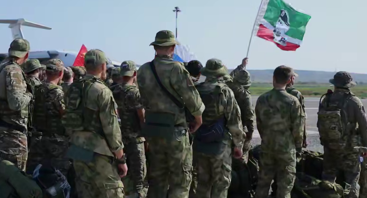 Fighters at Grozny airport. Screenshot from a photo in Ramzan Kadyrov's Telegram channel dated 26.07.26, https://t.me/RKadyrov_95/6749