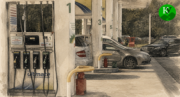 Gas station. Illustration created by "Caucasian Knot" using AI in the Copilot program.