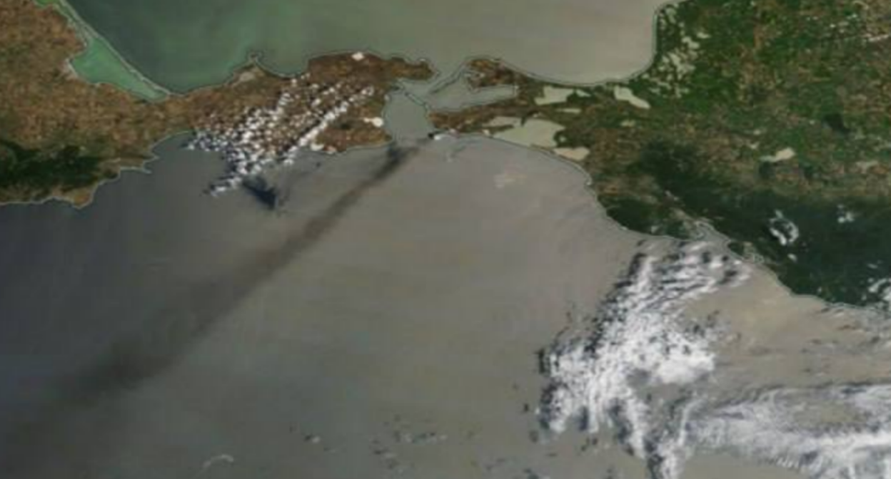 Pollution of the Bugaz Spit. Screenshot from the "Transparent World" project, https://t.me/twrussia/6295?single