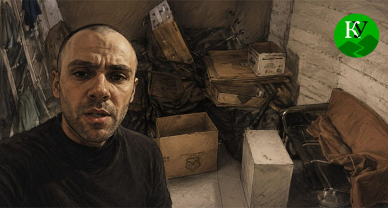 A Ukrainian at the Russian-Georgian border. Illustration created by "Caucasian Knot" using AI in the Copilot program.