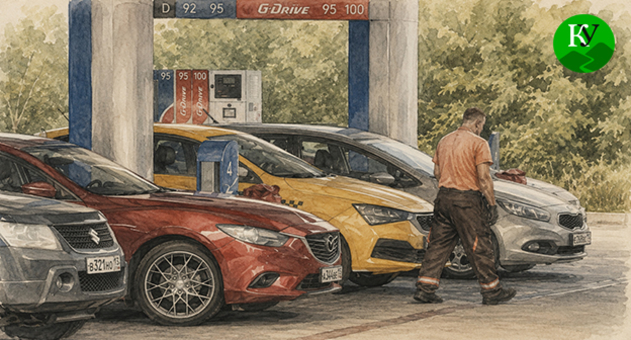 Gas stations. Illustration created by "Caucasian Knot" using AI in the Copilot program. Gas stations. Illustration created by "Caucasian Knot" using AI in the Copilot program.