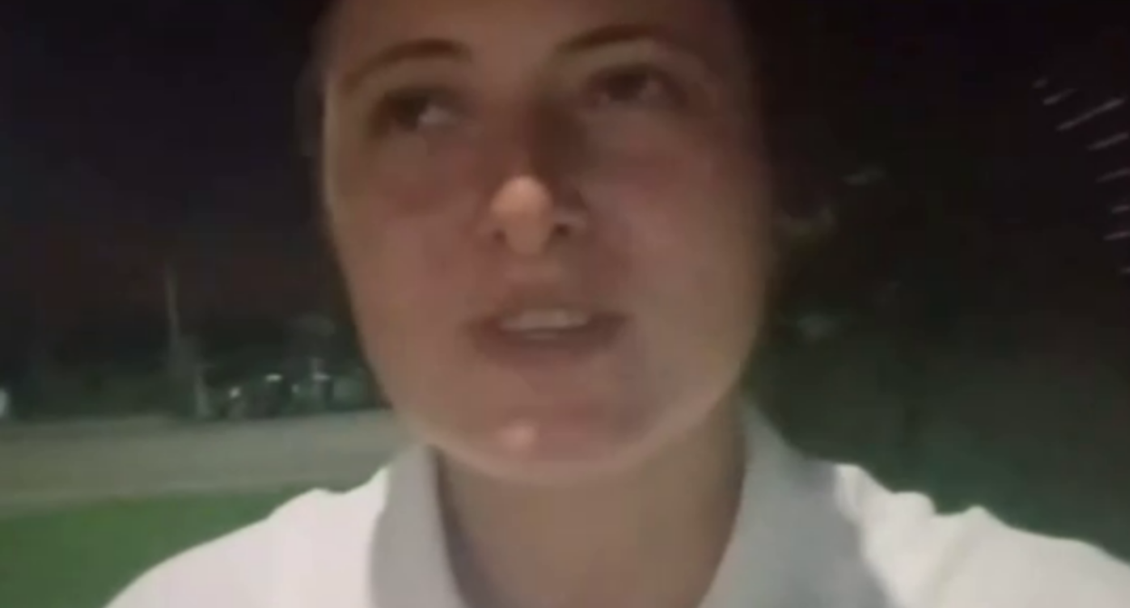 Lena Patyaeva after her release. Frame from the video "Word for Defense" from 23.08.26, https://t.me/ostorozhno_novosti/53910