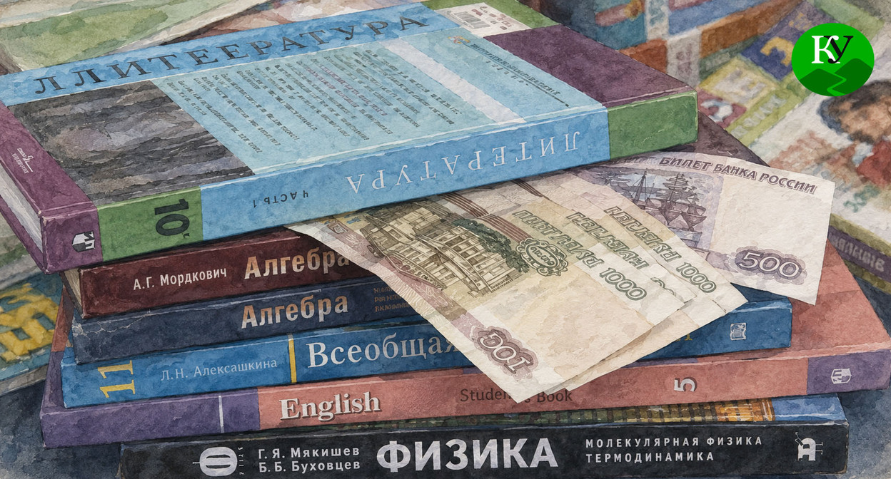 Textbooks. Illustration created by "Caucasian Knot" using AI in the Copilot program.