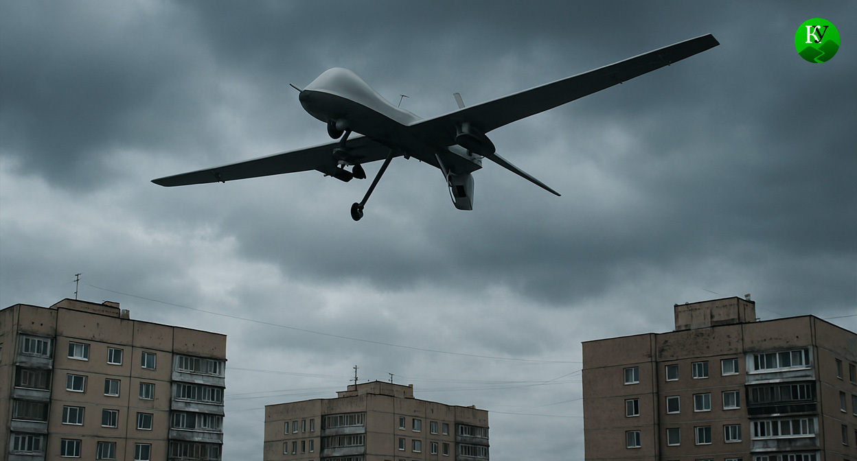 UAVs in the sky. Illustration created by the "Caucasian Knot" using AI in the Copilot program. UAVs in the sky. Illustration created by the "Caucasian Knot" using AI in the Copilot program.
