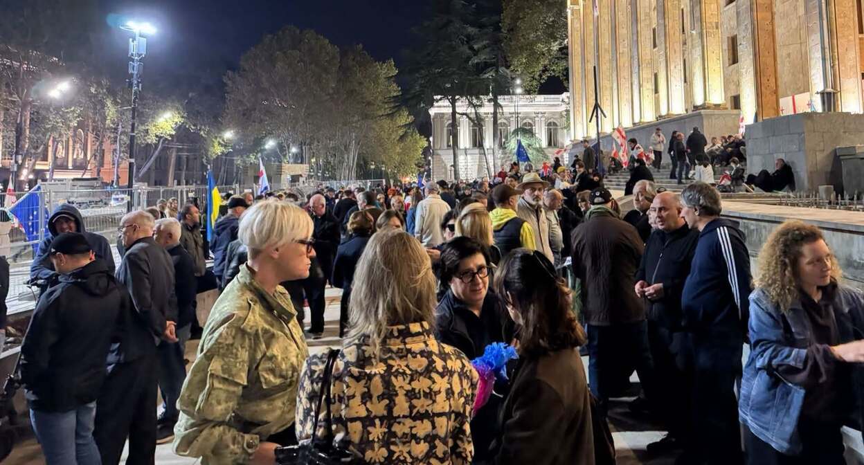 Demonstrators outside the parliament of Georgia. Photo: Giorgi Mumladze / Facebook*
