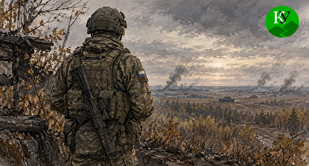 Serviceman. Illustration created by "Caucasian Knot" using AI in the Copilot program.