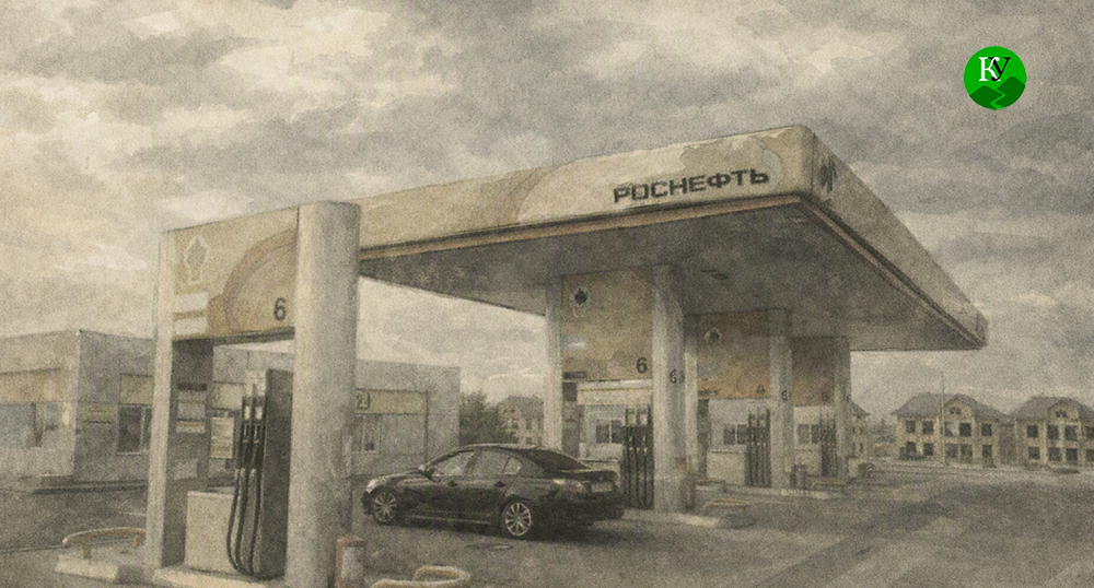 Gas station. Illustration created by "Caucasian Knot" using AI in the Copilot program.