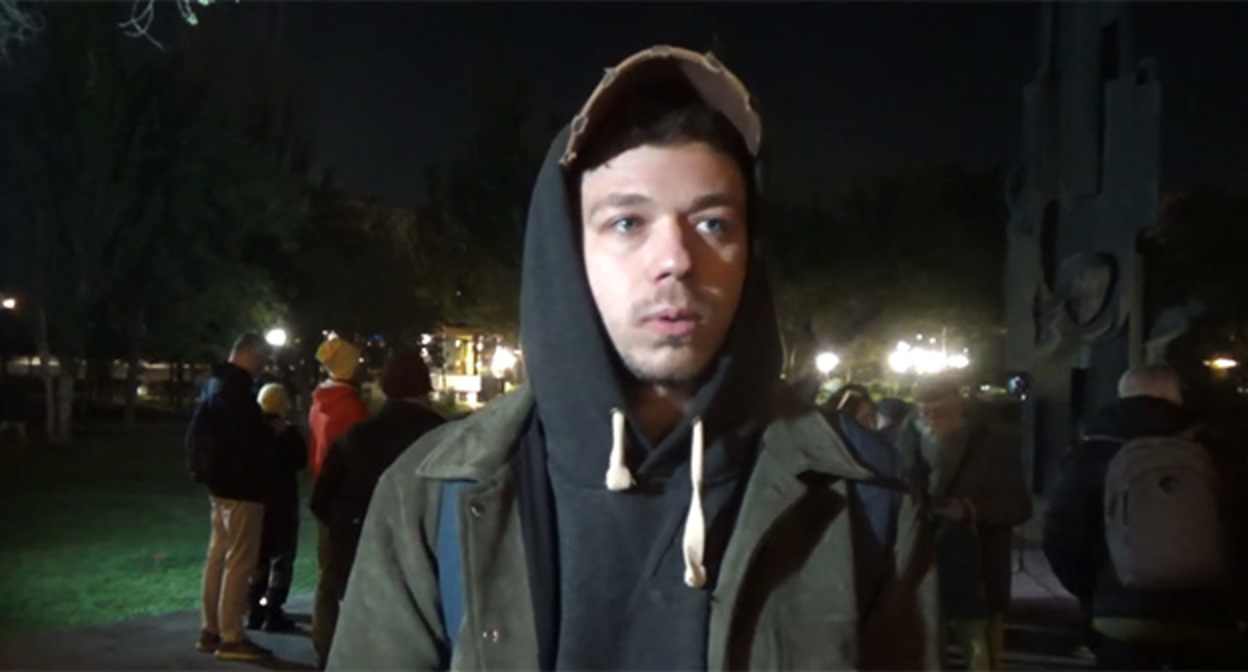 Participant of the event. Screenshot from the video "Caucasian Knot" https://www.youtube.com/watch?v=sK2AM1QU2RE