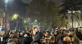 Demonstrators outside the Parliament of Georgia. Photo: Giorgi Mumladze